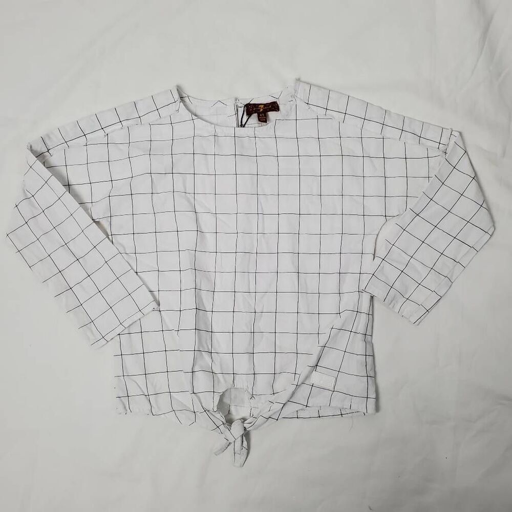 7 For all Mankind 4T Girls White Check Blouse